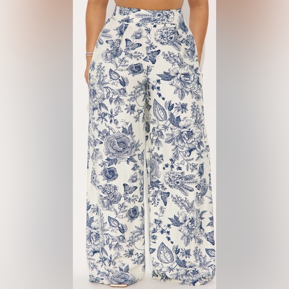 Fashion Nova Blue and White Wide Leg Jumpsuit - Picture 2 of 7